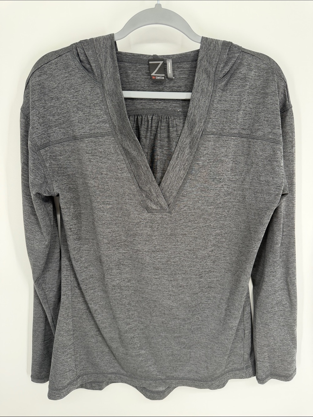 Z by Zella V Neck Pullover Hoodie Women’s Size Large Charcoal Gray